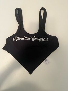 Spiritual Gangster Black Bandana-Style Crop swim Top size Small NWT